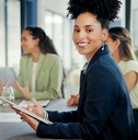 female worker working on digital technology