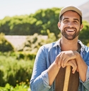 happy person with plants
