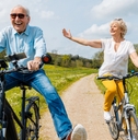 seniors having fun on bicycles