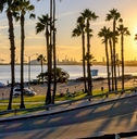 The sunset along the coast in Long Beach