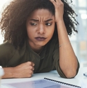Stressed woman at work