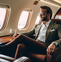 businessman in suit at jet