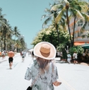 Woman walking down the street