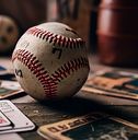 baseball and sports cards scattered around
