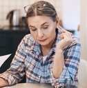 woman pensioner studying Spanish
