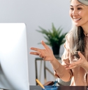 senior business women having video meeting