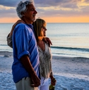 happy senior couple at siesta beach
