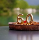 golden candles on a cake
