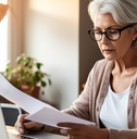 senior woman sit with laptop
