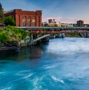 the spokane river at sunset