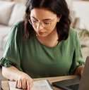 lady is engaged in work from home office