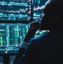 financial analyst working on computer