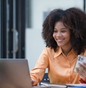 A woman opening a free checking account