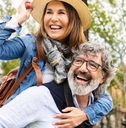 senior couple enjoying summer vacation