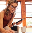 senior woman planning retirement