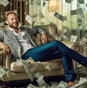 rich man under money rain