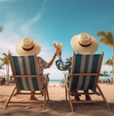 retired couple enjoying beach vacation