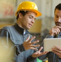 boss and worker checking results