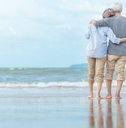 senior couple enjoying at tropical resort