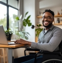 disabled man working from home