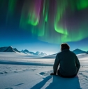 an enjoying aurora lights at night