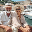 senior couple traveling French Riviera