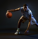 basketball player showing tricks with ball