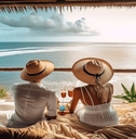 couple drinking mocktails on vacation