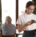 female waitress unhappy about tips received