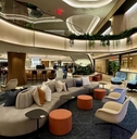 modern lounge with cozy sofas