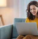 woman using laptop