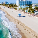 aerial view of empty Hollywood Beach in Hollywood, Florida