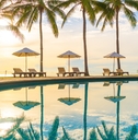 umbrella chair outdoor in luxury resort