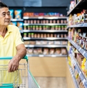 senior man shopping trolley