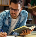 studying in the library