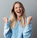 happy girl celebrating success