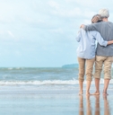 elderly couple at tropical resort