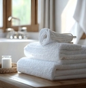 clean white towels in bathroom
