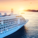 cruise ship at sunset