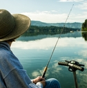 Disabled Women Fishing at Lake Idaho