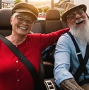 couple having fun inside car