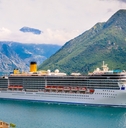 cruise ship near town perast