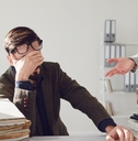 frustrated male employee with female boss