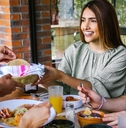 group of friends eating mexican food