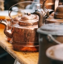 antique pans and pots