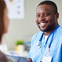 african American male nurse at work