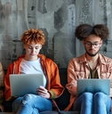 Generation Z people working at office