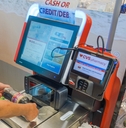 woman scanning items