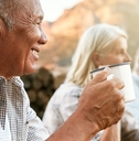 relaxed senior camping 