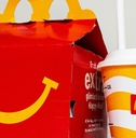 Happy meal box with soda on the side